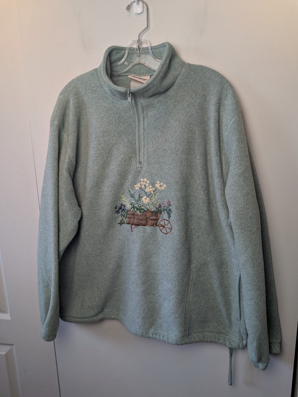 VTG 90' NORTHERN Reflections Women Fleece Sweater 1/4 Zip Green Granny Style